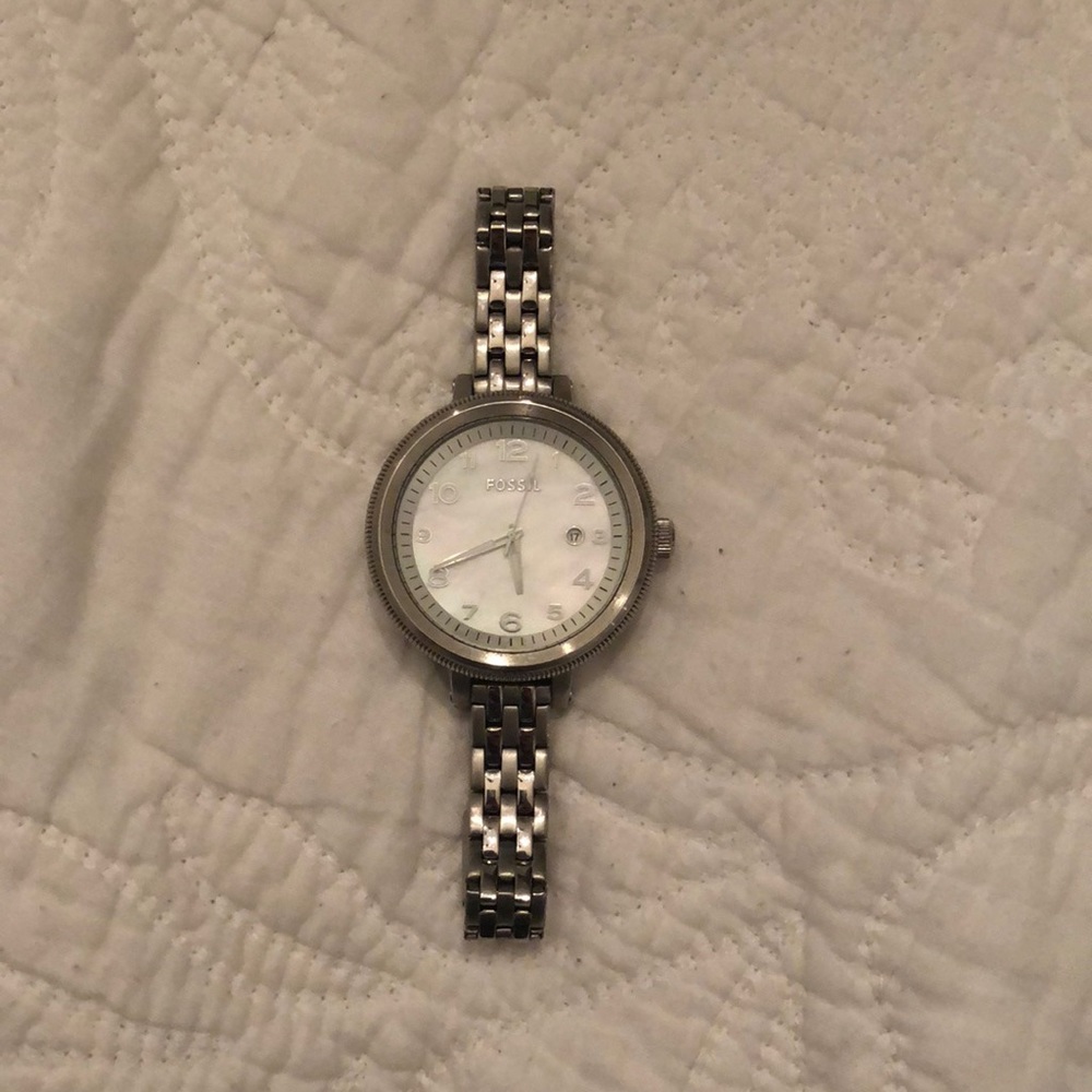 Boyfriend Fossil Watch with Mother of Pearl Face